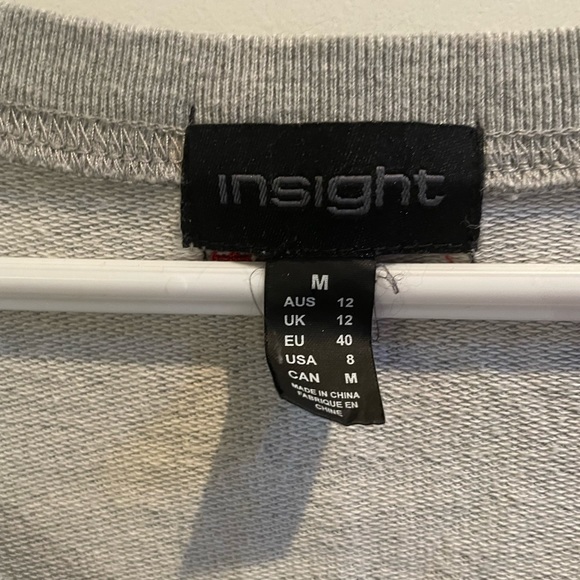 Insight Mickey Mouse Hand Grey Raglan Knit Sweater Combed Cotton - Picture 3 of 6